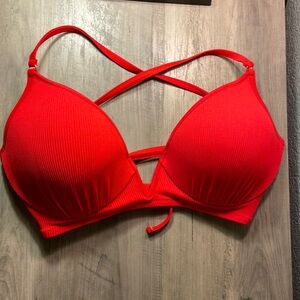 Shade & Shore ribbed red bikini top, 34DD